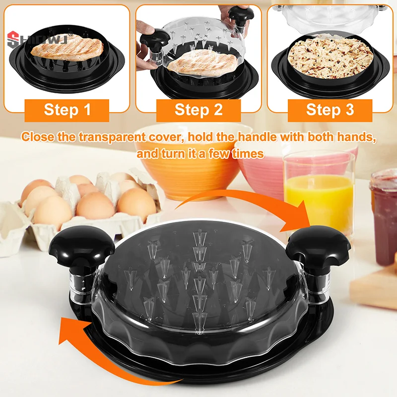 Chicken Shredder Tool Meat Breast Shredding Separation Mincing Grinder Machine with Lid for Shredding Chicken Pulled Beef 닭가슴살