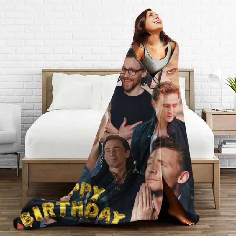 

Tom Hiddleston Photo Blankets Fleece Summer Plaid Decoration Actor Breathable Warm Throw Blanket for Bedding Outdoor Bedspread