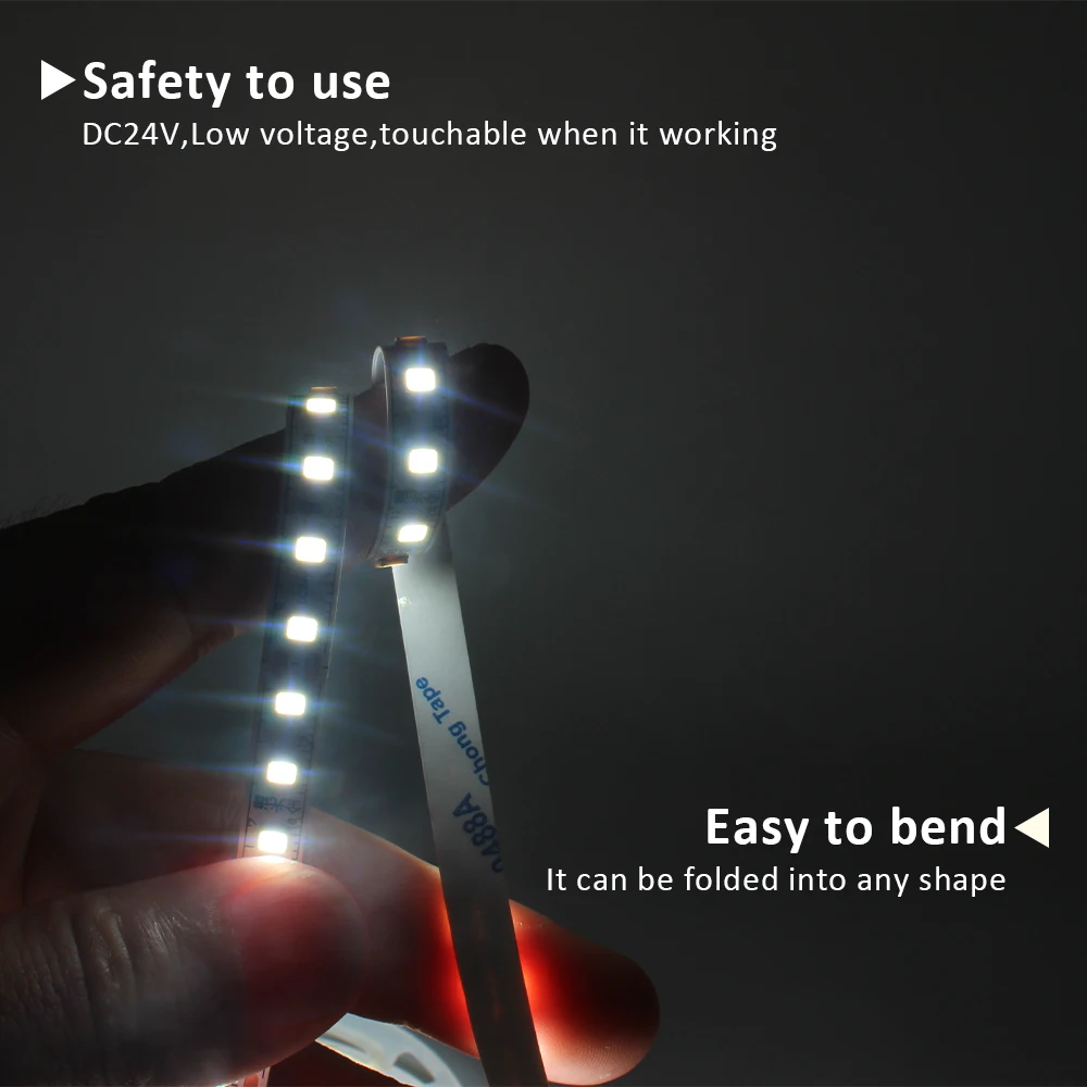 2835 풀 스펙트럼 LED 스트립 조명, 눈 보호, 따뜻한 차가운 흰색 120LED 선형 조명, 고휘도, 24V, 5m, 10m, RA98