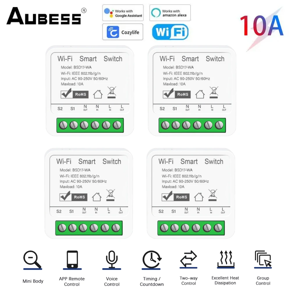 Cozylife Wifi Smart Switch10A 2Way Smart Relay Timer Mini Smart Switch Smart Home Controllo Vocale Funziona Con Alexa Google Home