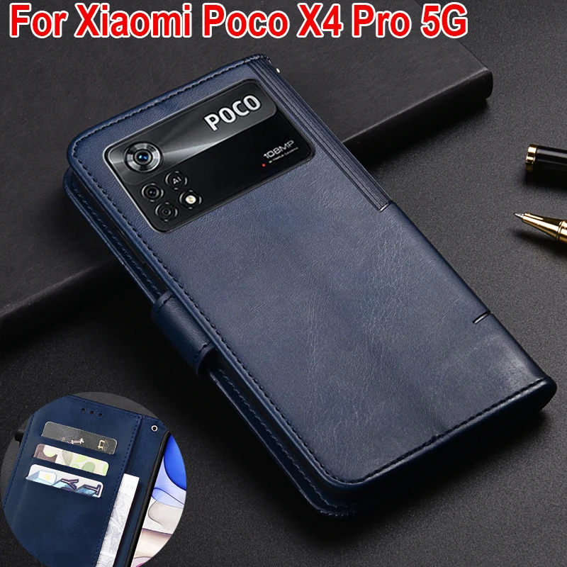 

For Xiaomi Poco X4 Pro 5G Case Stand Flip Leather Wallet Phone Protective Book Cover For Poco X 4 Pro Case Magnetic Card Etui