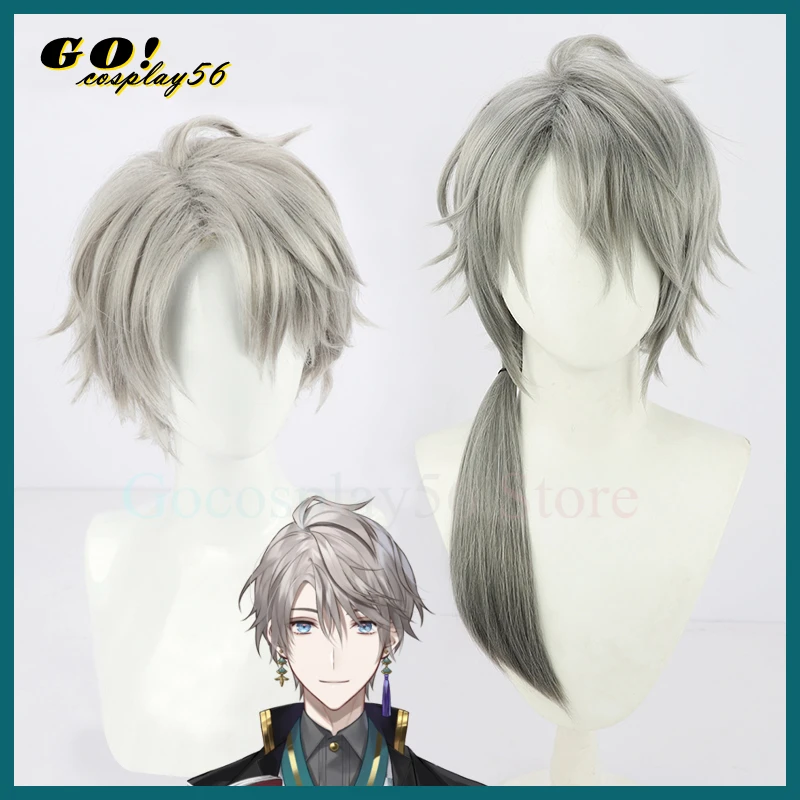 

VTuber Kaida Haru Cosplay Wig NIJISANJI Youtuber Short Light Grey Side Part Straight Heat Resistant Hair