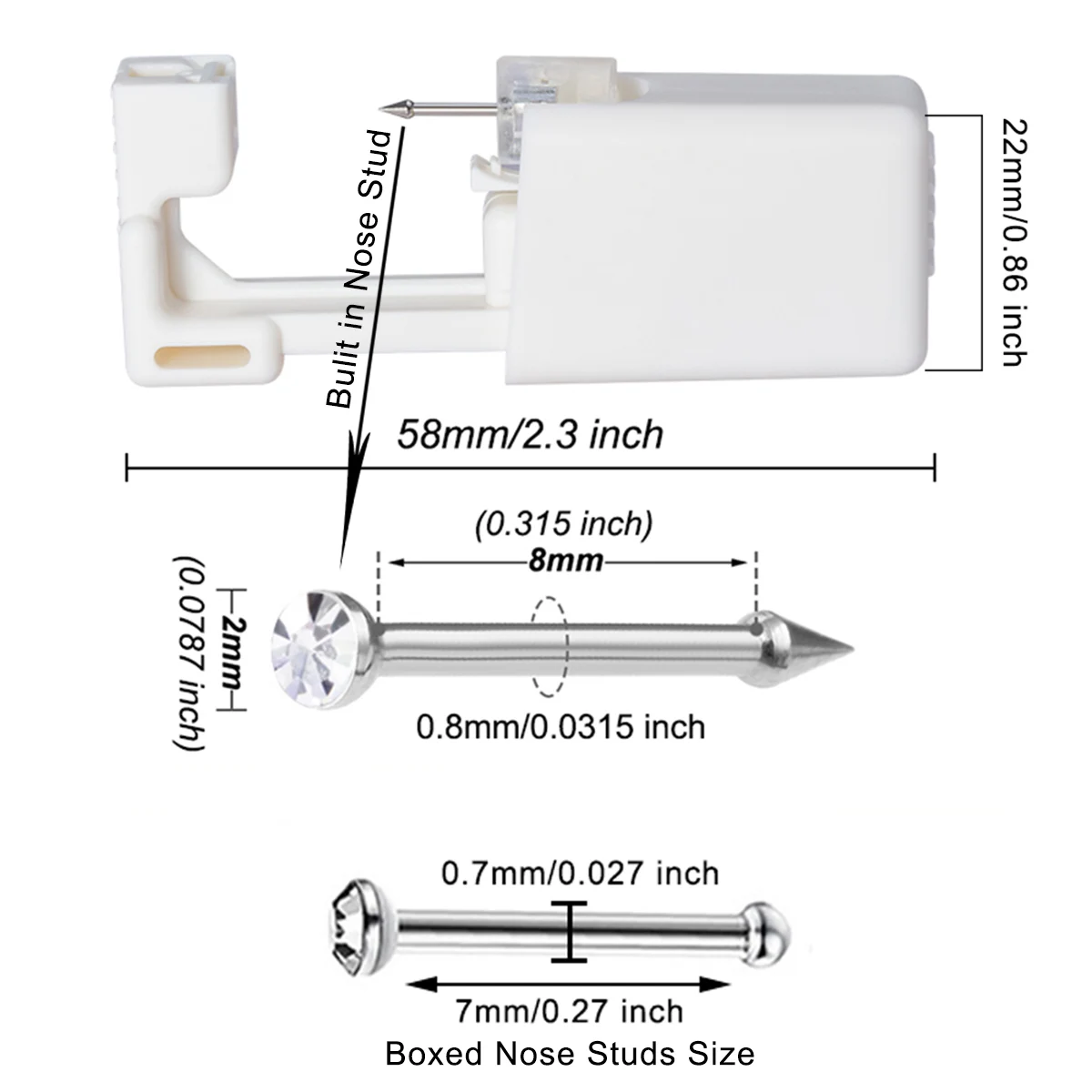 Nose Piercing Kit 61PCS Including 1pc Disposable Nose Piercing Gun 60pcs CZ Straight Studs piercing jewelry nose studs nose piercing gun body piercing kit body piercing jewelry body jewelry piercing tool