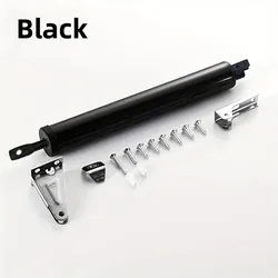 Soft Closing Pneumatic Automatic Door Closer with Adjustable Speed and Protective Door Holder (Black)