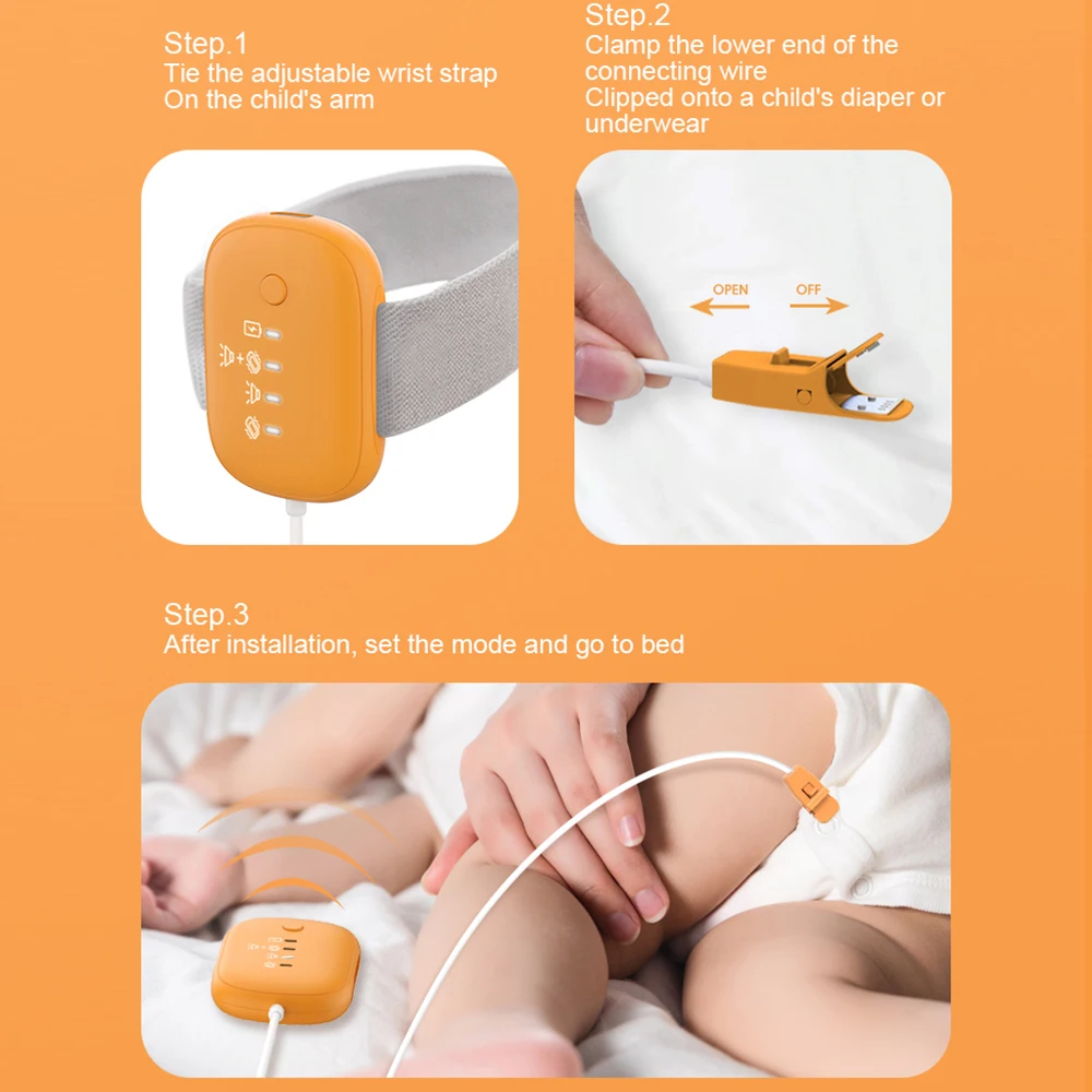 CY-999 Wired Baby Bedwetting Alarm Pee Alarm for Boys Grils Kids Potty Training Elder Care with with Vibration/ Sound/ Vibration