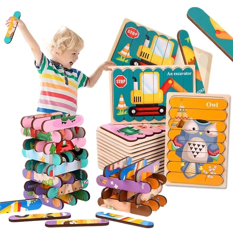 DxxD Puzzle In Legno 6 In 1 Per Bambini 1-5 Anni – Cubi Animali 3D, Giocattolo Montessori Educativo, Regalo Per Bambini E Bambine