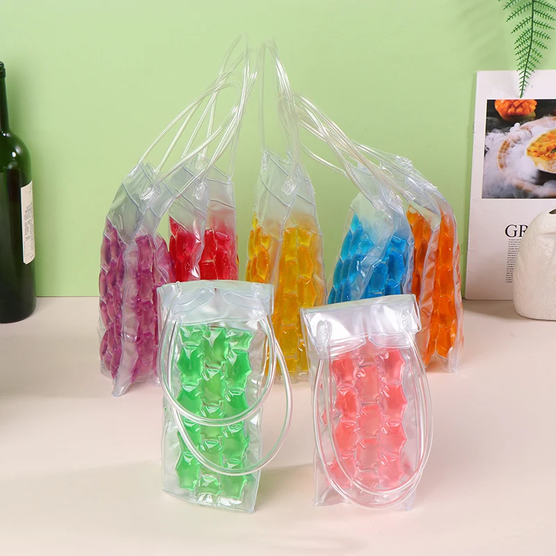 Portable Practical Champagne Beer Iced Tote Bag PVC Insulated Red Wine Handbag Holder Outdoor Wine Bottle Freezer Bag