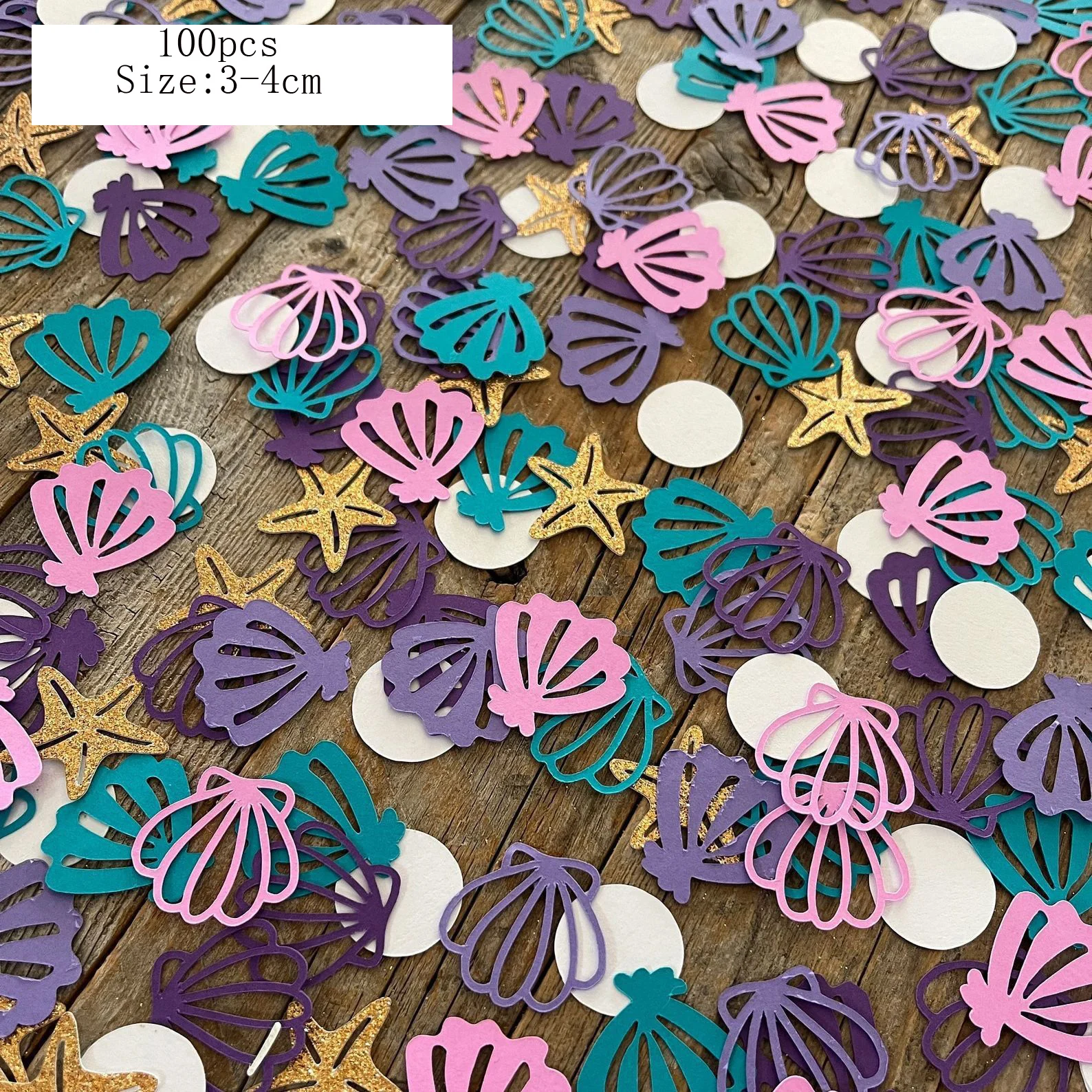 Mermaid Themed Party Confetti Shell Starfish PearlConfetti DIY Decorative Items for Throwing on the Birthday Wedding 100pcs