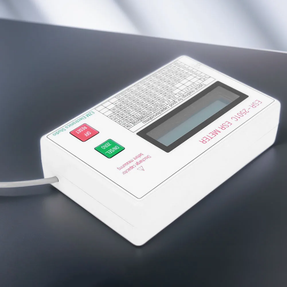 ESR Capacitor Tester Test In Circuit Capacitance Meter W/ Test Leads Clip Battery LCD Display ESR Meter Smart Shutdown 4