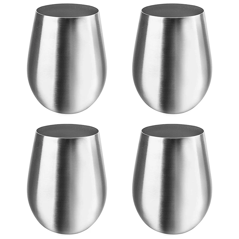 

Stainless Steel Unbreakable Wine Glasses- Set Of 4 Wine Glasses, Portable Wine Tumbler, For Outdoor Events, Picnics