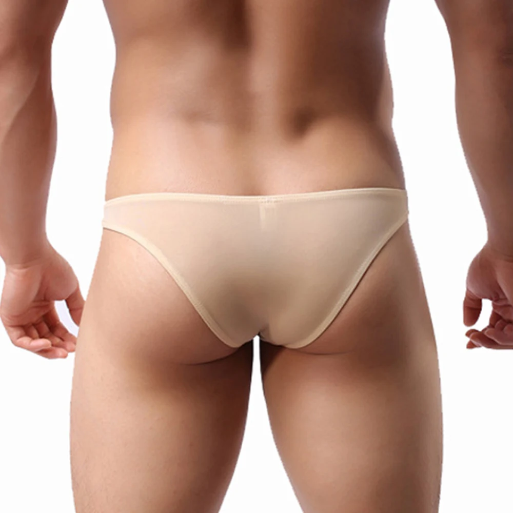 Men's Erotic Lingerie U Convex Men Underwear Sexy Low-Waist Ice Silk Transparent Briefs Panties Porn Boy Sissy Sexy Sex Sexual