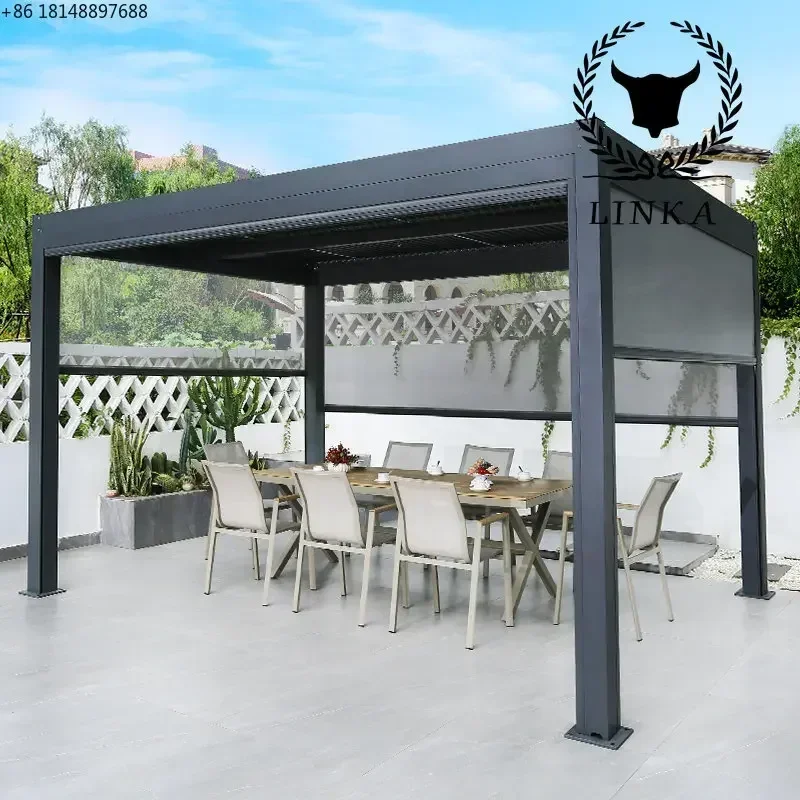 

Outdoor courtyard sunshade garden villa terrace smoking room aluminum alloy electric shutter pavilion