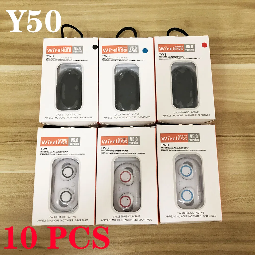 

10PCS Y50 Bluetooth Earphone Wireless Headphone Stereo Headset Sport Earbuds with Retail box