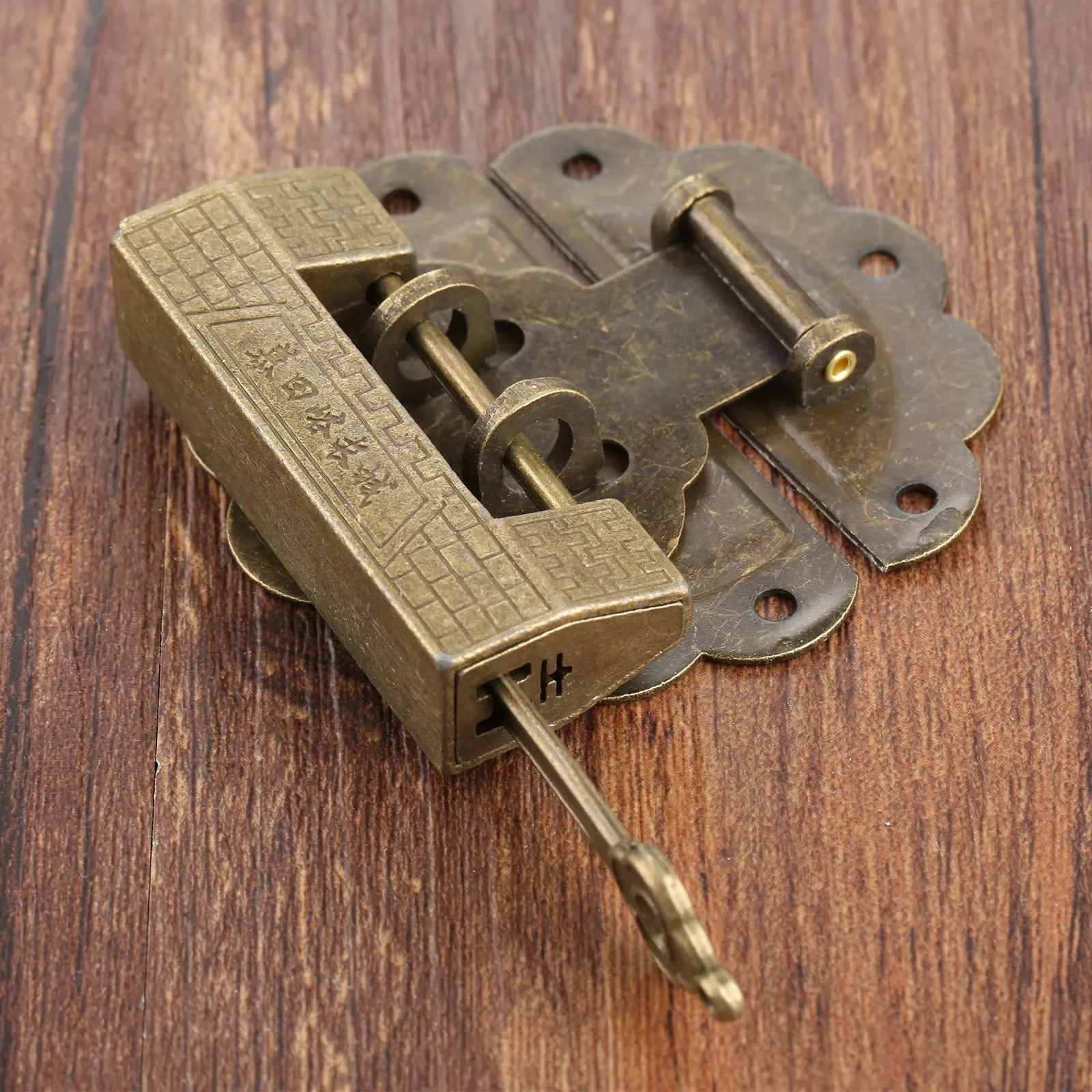 2Pcs/set Furniture Chinese Old Box Latch Hasp Buckle Clasp with Antique Bronze Lock/Padlock for Cabinet Jewelry Wooden Box+Screw
