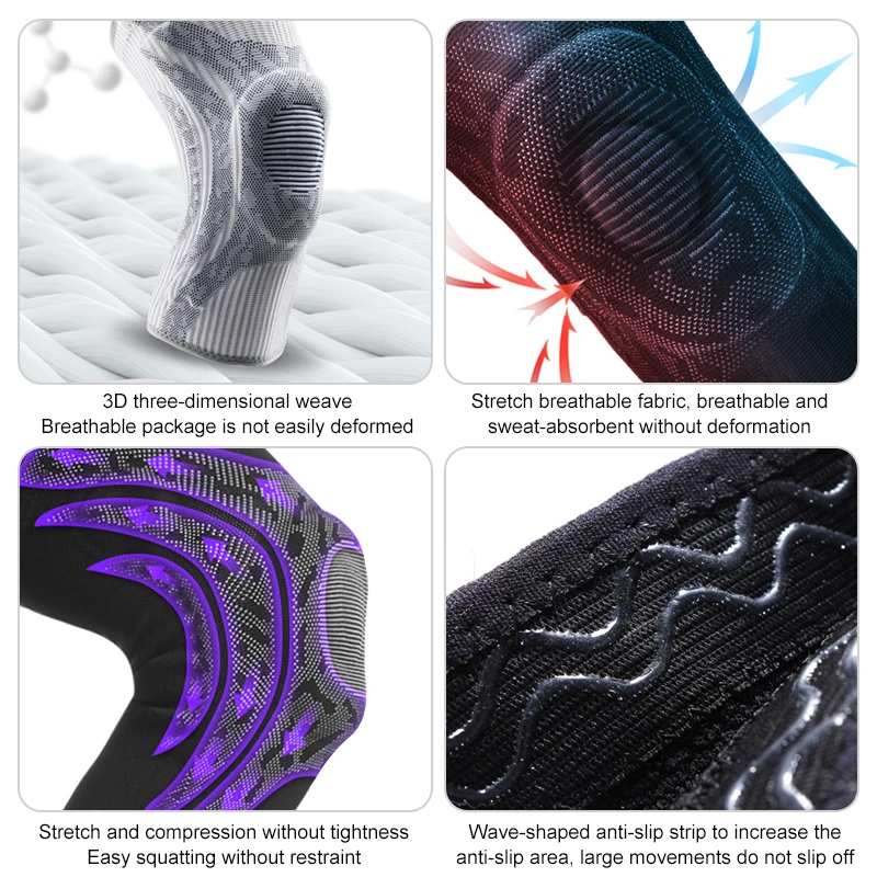 Knee Protector Silicone Patella Spring Pad Basketball Running Compression Support Sleeve 1 Pc