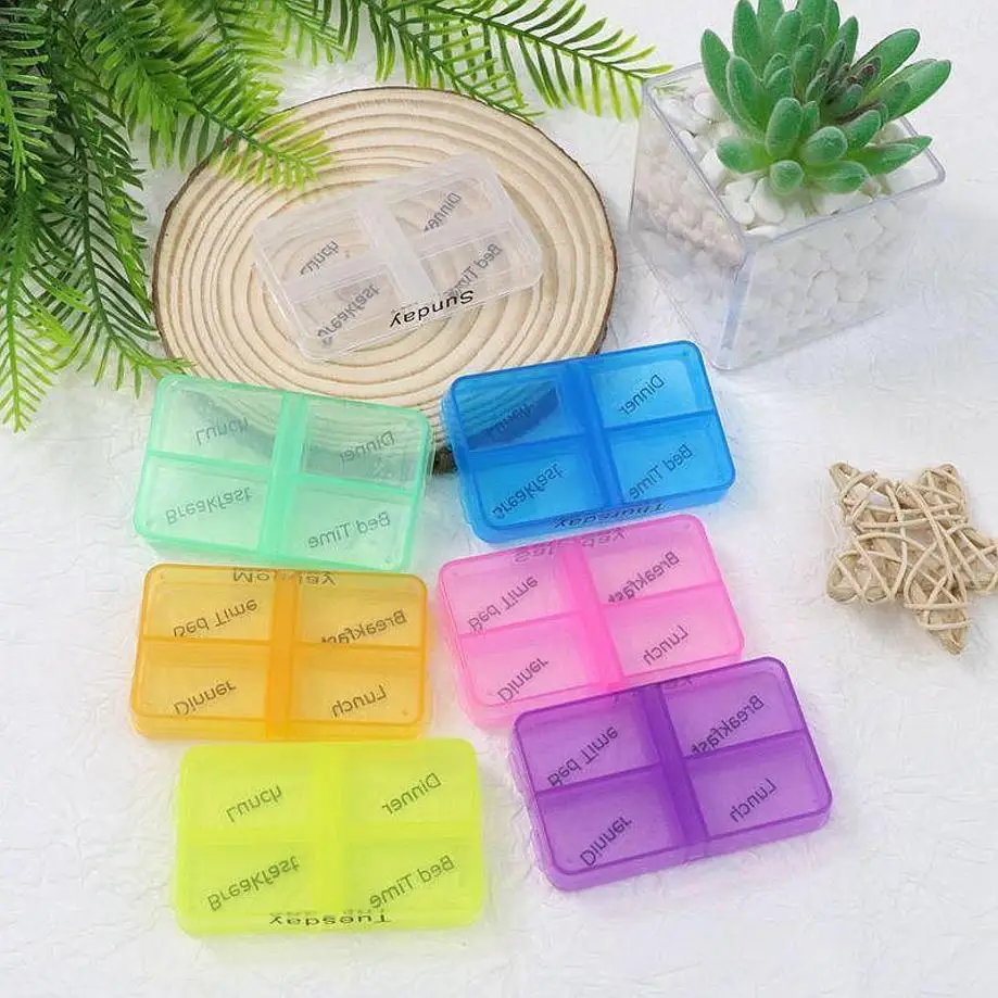 English Color Small Medicine Box Portable One Week Sealed Medicine Box 7-layer Folding Small Medicine Box Portable Medicine Box