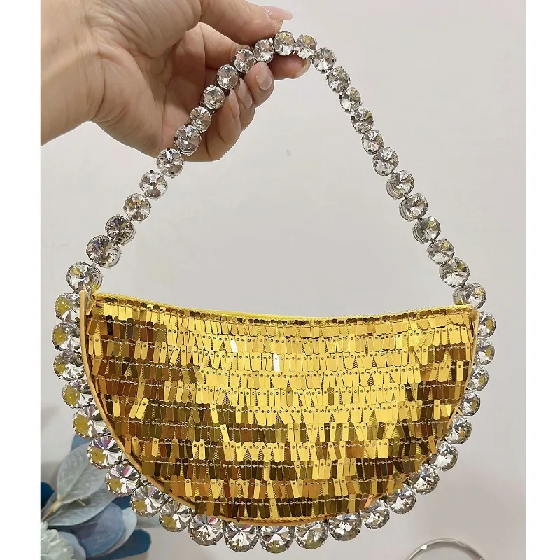 

Women Sparkling Underarm Bag Celebrity Shiny Glitter Diamond Shoulder Bags Fashion Gold Sequined Evening Handbags Bolsa Feminina