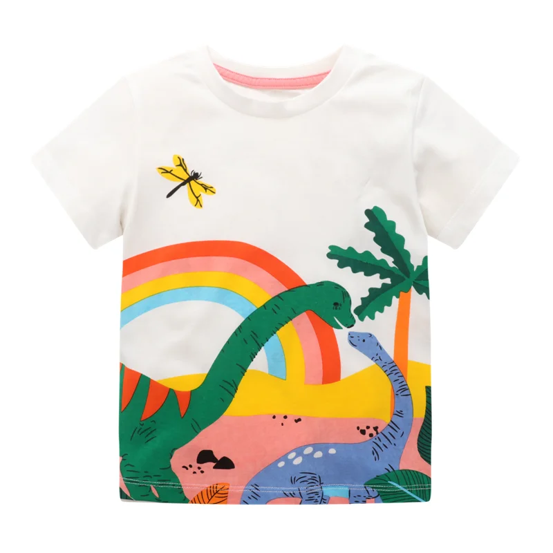 Jumping Meters Modische Sommer-T-Shirts für Mädchen mit Tiermotiven, Babykleidung, kurzärmelige T-Shirts für Kleinkinder und Kinder – Detail 14