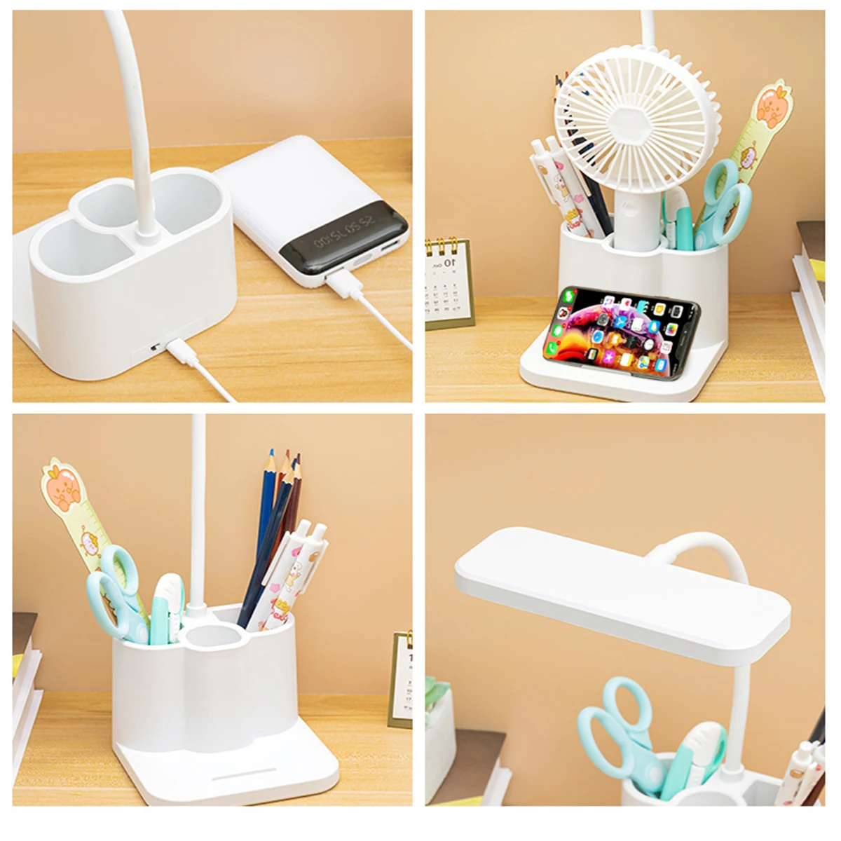 USB Rechargeable Table Lamp Learning Dormitory Bedroom Bedside LED Night Light Eye Protection 3 Levels Dimmable Touch Desk Lamp 6