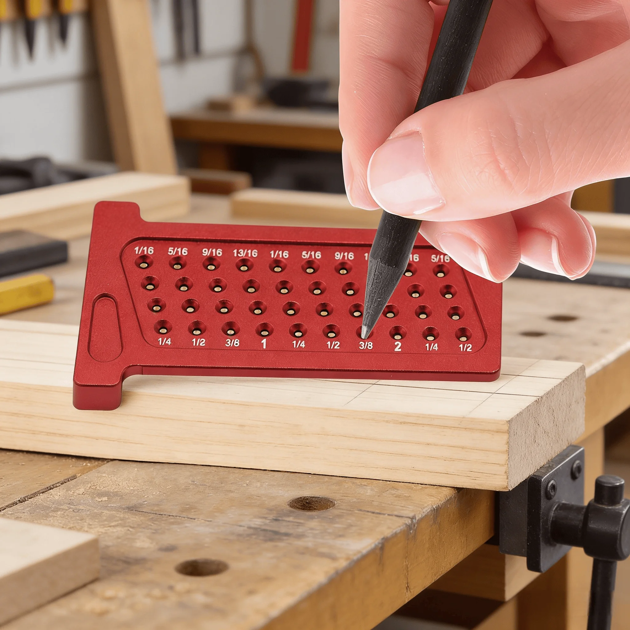 미터법/인치 포켓형 고정밀 T자형 각도자 알루미늄 합금 정밀 목공용 구멍 표시 마킹 교정 게이지