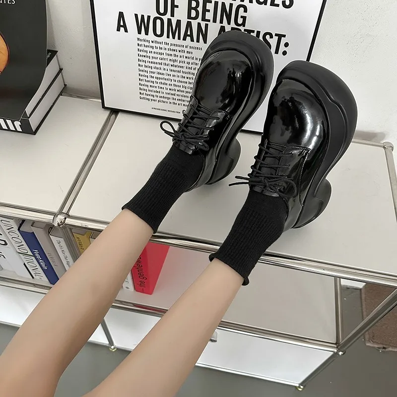 Small Design 2023 Spring/Summer New Thick Sole Matsuke Heightened Small Leather Shoes Versatile for Small Dwarf Single Shoes