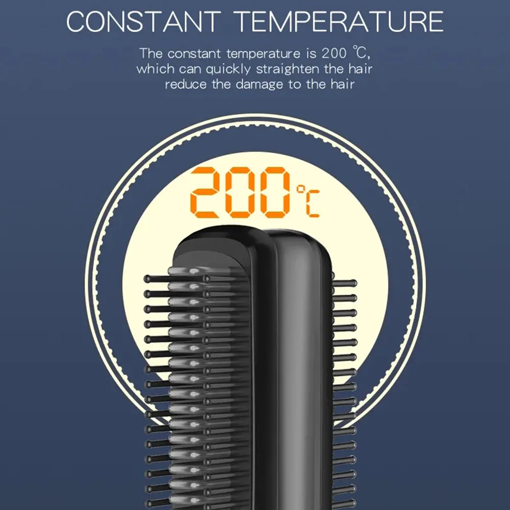 Cordless Hair Straightener Beard Comb for Women and Men 25W