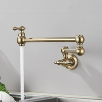 Brushed Gold Rotated Kitchen Sink Faucet Cold Water Tap Brass Basin Sink Swivel Faucets Wall Mounted Faucet 2