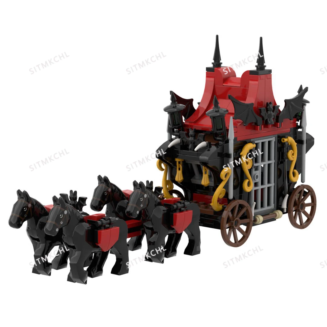 MOC 모델 빌딩 키트: 창의적인 DIY 디자인을 갖춘 중세 군용 전차 및 기사 마차