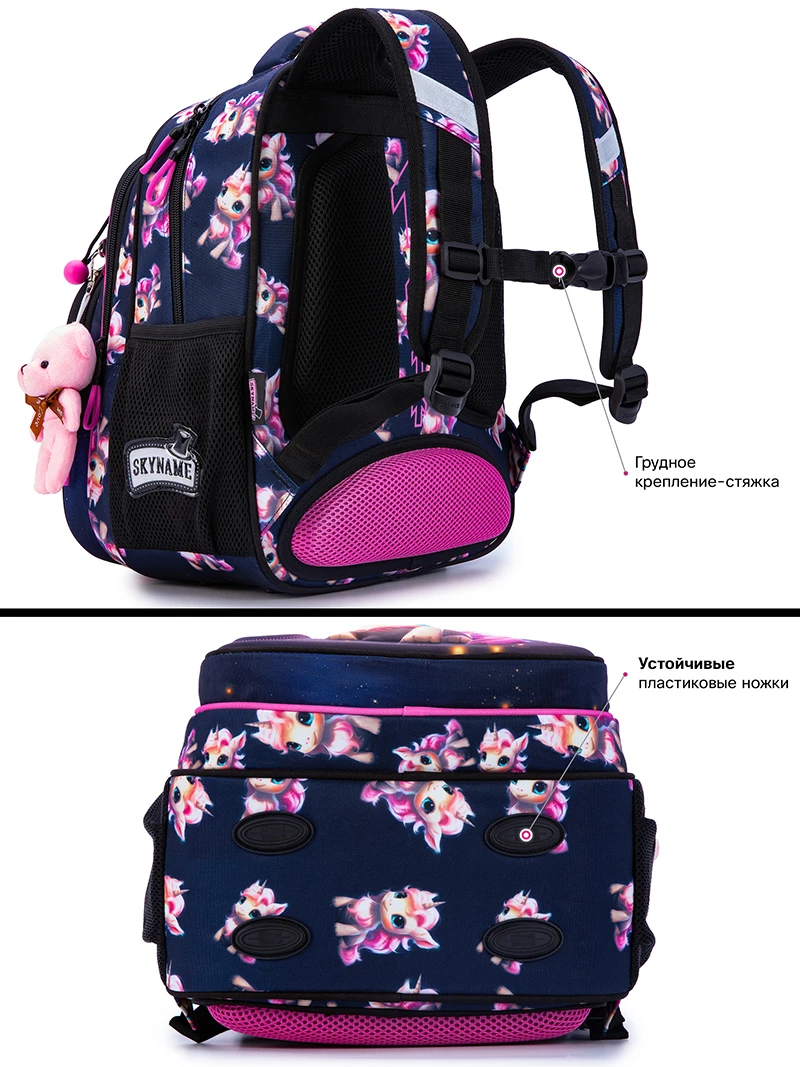 Orthopedic Waterproof Backpack For School Girls Cartoon Unicorn Shoulder Bags Children Bookbag Primary School Grade One Backpack 3