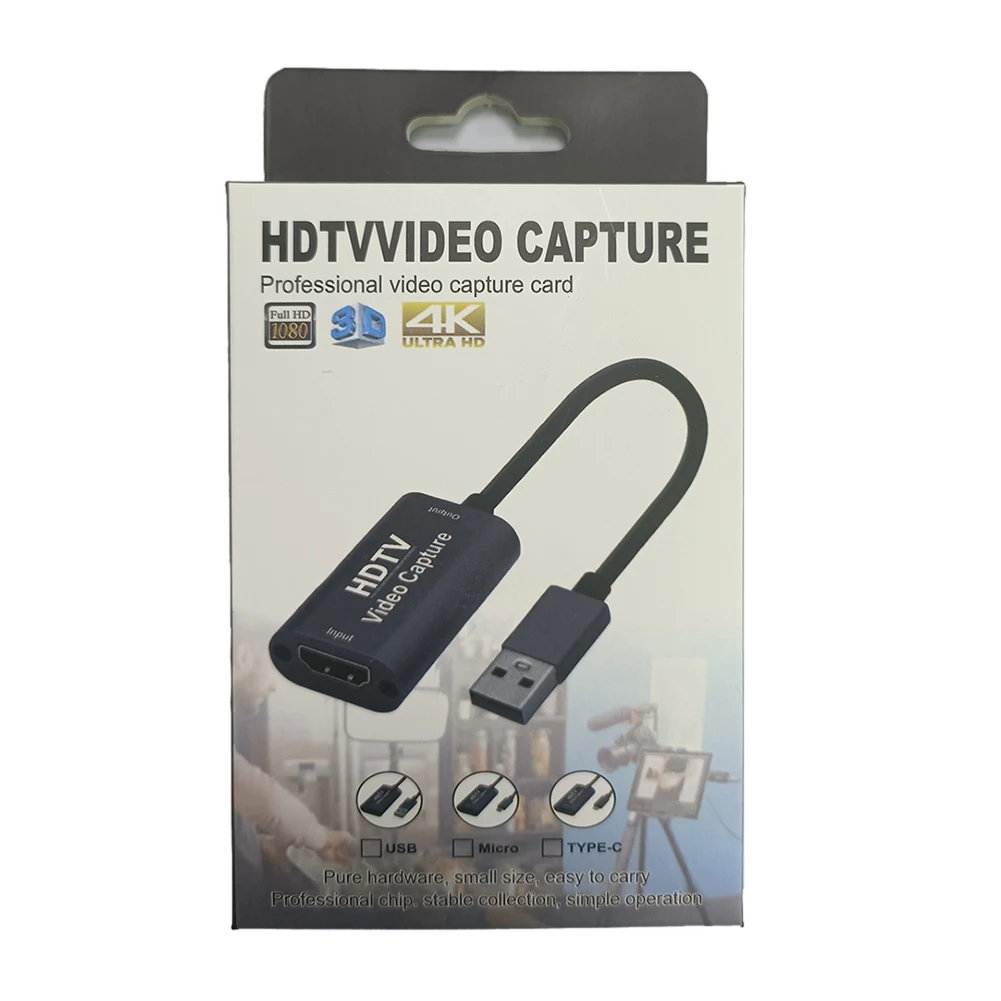 4K 1080P Video Capture Card Type-C USB 2.0 Audio Video Capture Card HDMI-compatible Video Game Grabber Record for Co