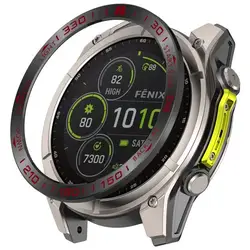 Premium Metal Bezel Ring with Time/Speed Scale Frame and Bumper Protection - Tactix 8 47mm AMOLED (Speed Black Red)