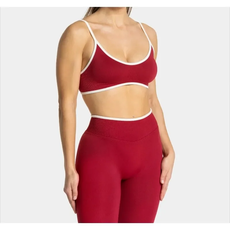 Sommer Nahtlose Yoga Tops Frauen Einfarbig Gym Sport-Bh Sexy Backless Stricken Bh mit Brust Kissen Hosenträger Atmungsaktive Bh