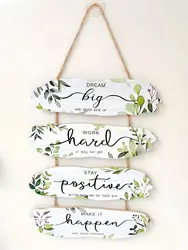 Rustic Wooden Inspirational Hanging Decor - 3D Wall Art with Rope (Guaipai -4)