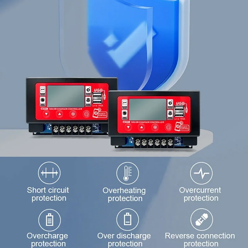 30A 60A MPPT Solar Controller 12V 60V Bluetooth WIFI Embedded Snap-on Energy Storage Panel Battery Smart Regulator LCD Display solar controller