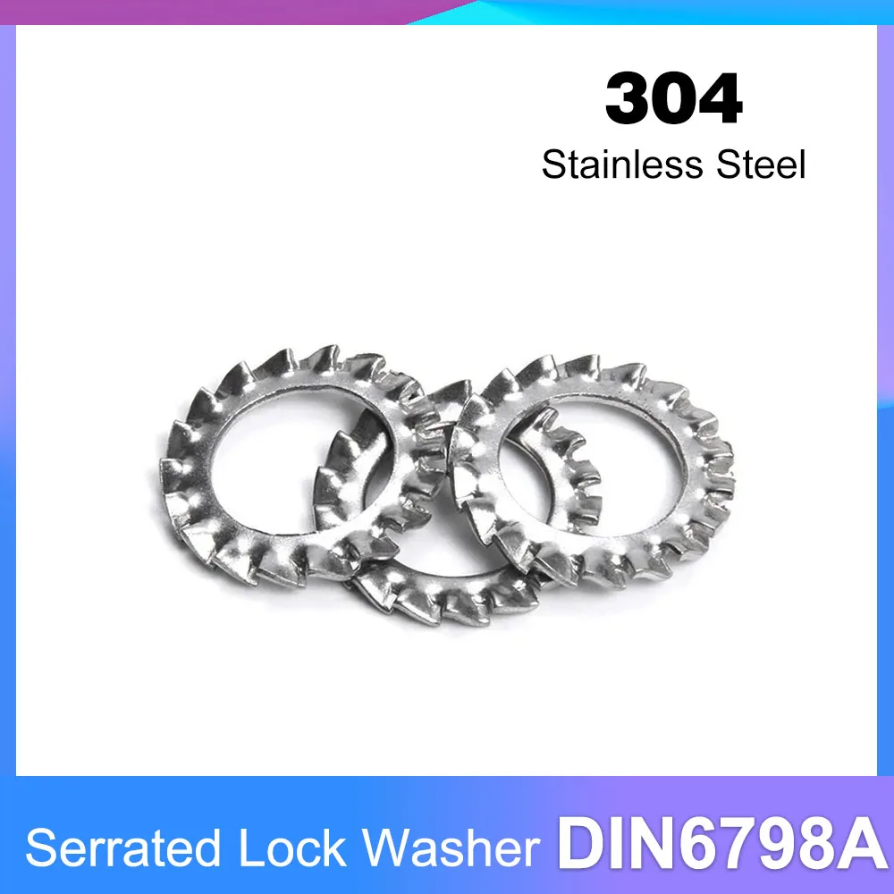 M3 M4 M5 M6 M8 M10 M20 DIN6798A 304 Stainless Steel External Toothed Serrated Lock Washer Gasket