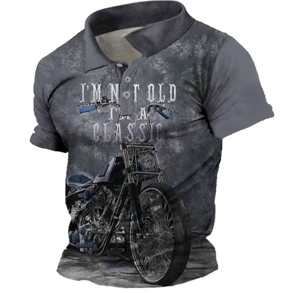 

Summer Men Short Sleeve Polo Shirt 3d Printing Retro Classic Motorcycle Daily Casual Street Oversized Top Male Tshirt Poloshirt