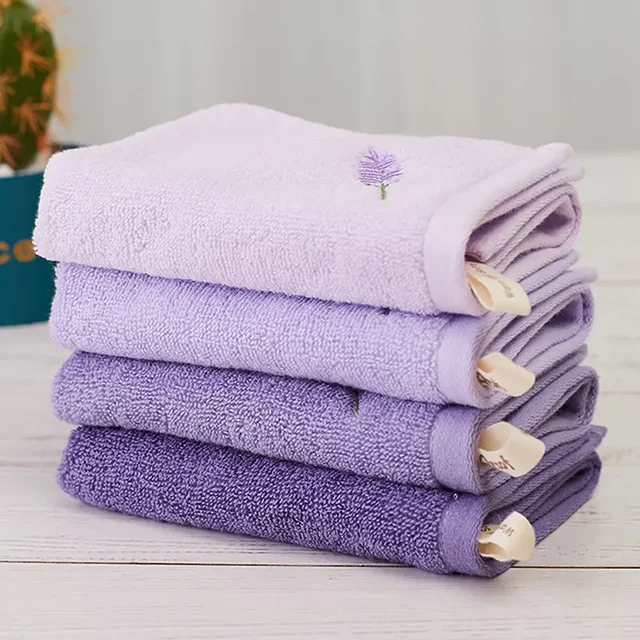 Purple Handkerchief Towel Comfortable Absorbent Washable Ins Simple Home Lady Square Design Fall Embroidered Artistic Quick Dry 2