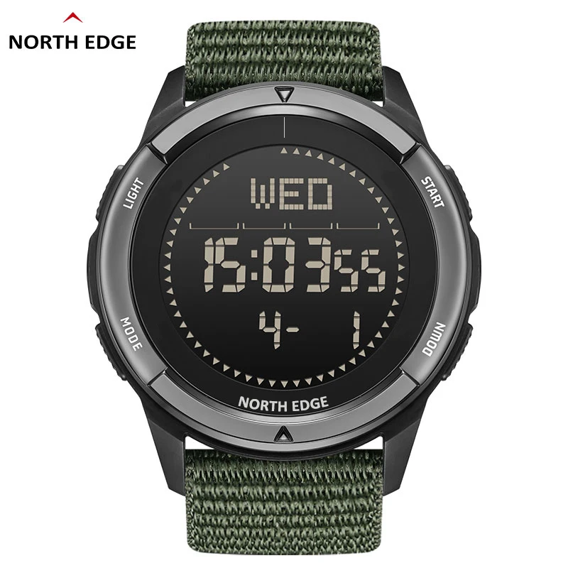 NORTH EDGE Men's Waterproof Outdoor Sports Watch with Compass and Multi-Function Features