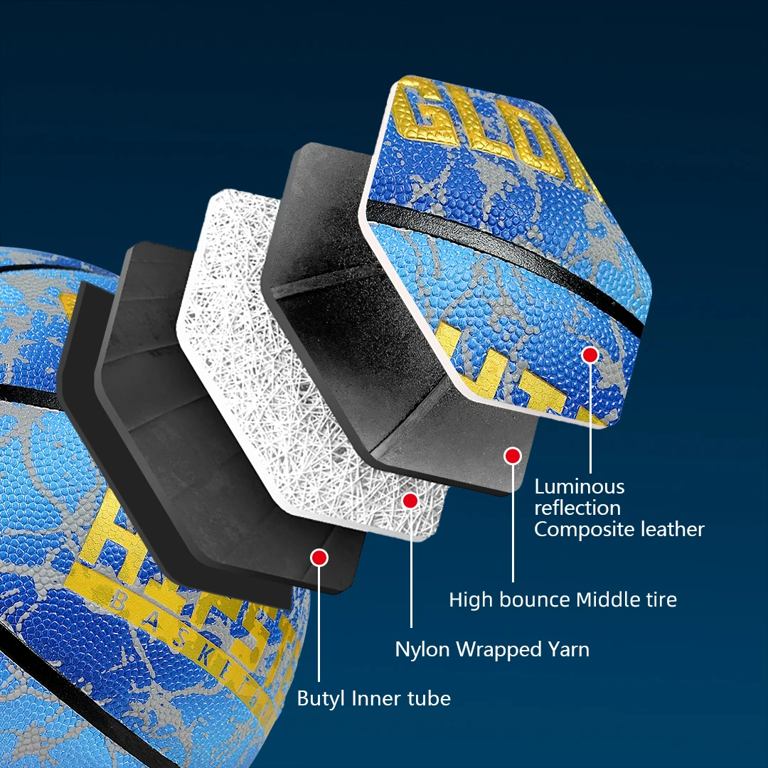 Night Glowing Basketball – Size 7 Luminous PU Leather Ball for Indoor & Outdoor Play, Wear-Resistant Noctilucent Basketball (White) 3