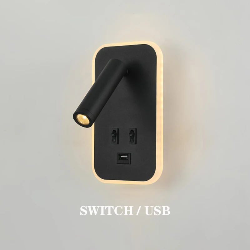USB Charging Wall Mirror Lights Adjustable LED Wall Sconce Lights Indoor with Switch Modern Reading Lamp with Spotlight  Bedroom 5