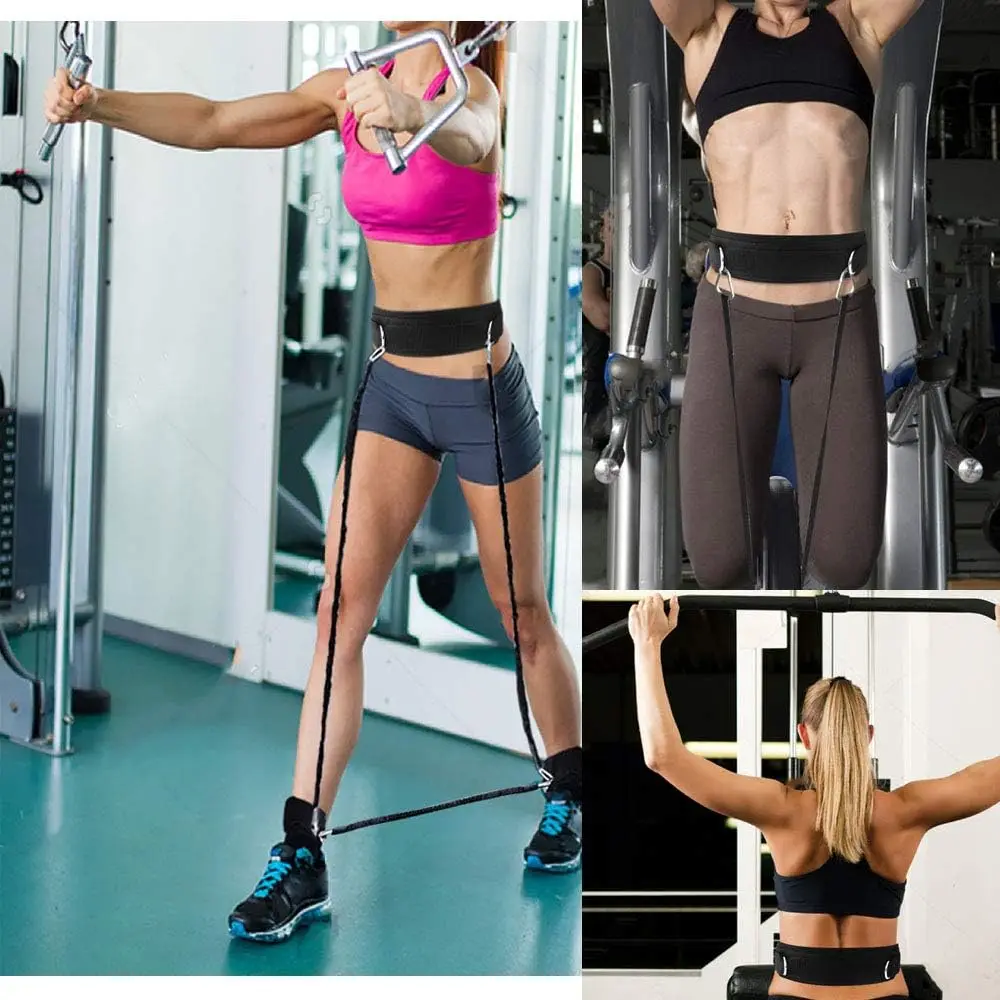 Waist Belt Neoprene Padded Gym Pulley Strap with Rings for Cable Machines Fitness Exercise Speed Agility Resistance Training 6