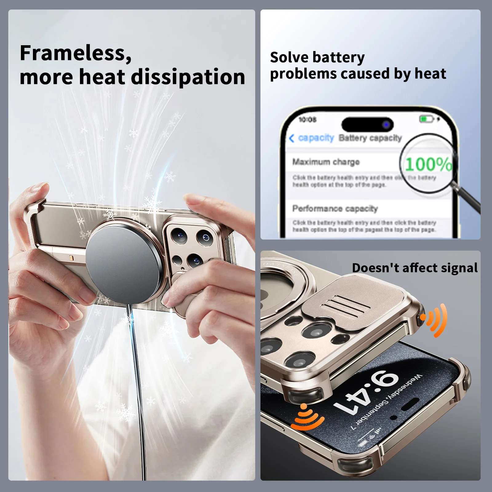 Eary Desert Titanium Phone Case for iPhone 16 15 Pro Max with MagSafe 360° Rotation Magnetic Stand Full Camera Lens Protection