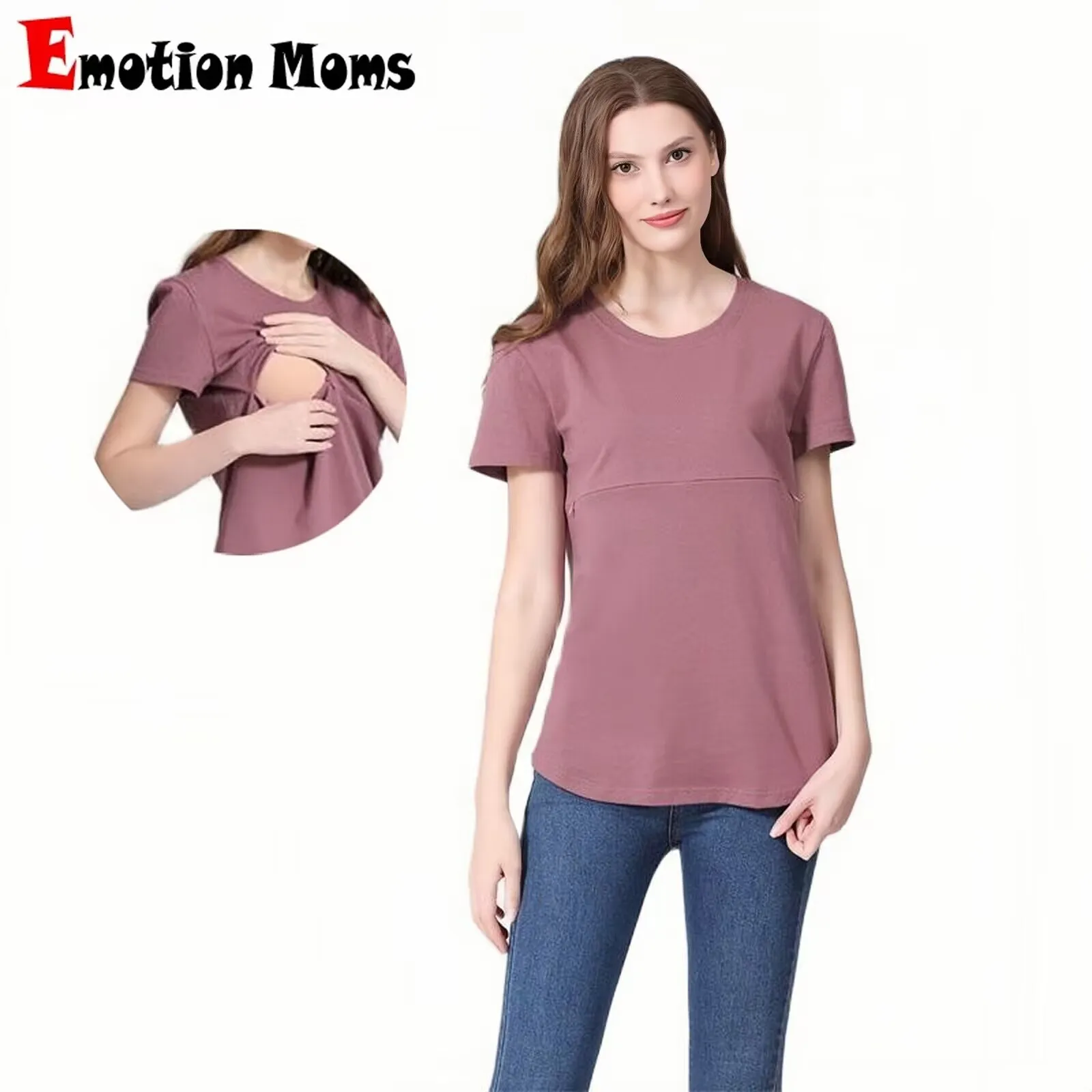 Emotion Moms-Vêtements d'Allaitement pour Femme Enceinte, Fermeture Éclair Invisible, Grossesse, ALTERTop, Grande Taille, Été