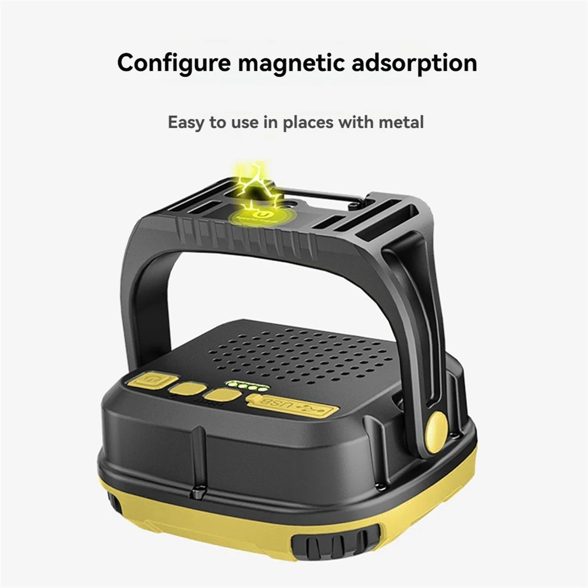 BAAU Portable LED Spotlight Lantern Strong Light Flashlight Outdoor Camping Fishing Emergency Rechargeable WorkLamp Yellow