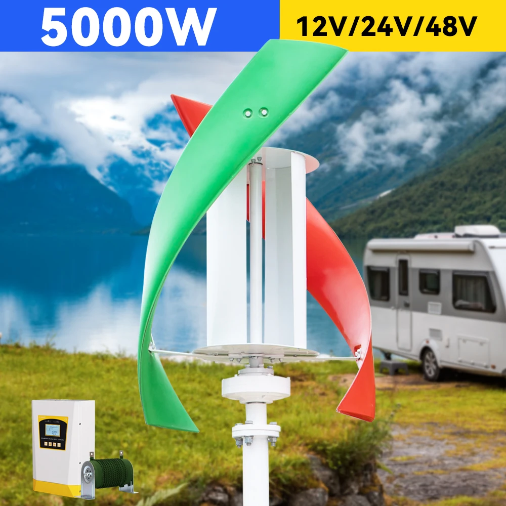 

5000W Portable Kit Windills Turbine Electric Generator Power 2 Fan Blades 12v 24v 48v Free Energy Optional Off Grid System Use