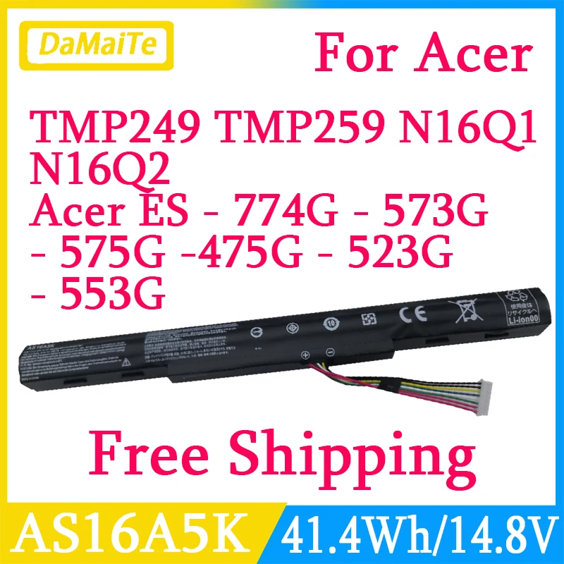 Acer Aspire Notebook Bateria do Portátil 2800mah As16a5k As16a7k As16a8k As16a8k e5 575 59qb 575 575g 53vg E15 475g 774g