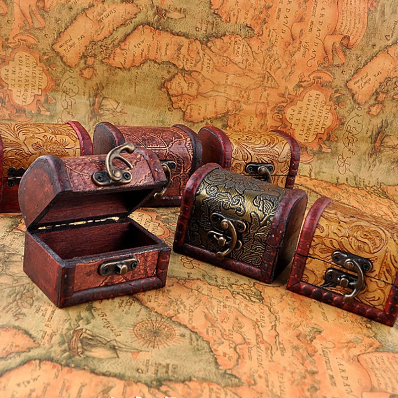 

Jewelry Storage Case Treasure Container Trinket Wooden Dormbed Sundries Box Jewelry Organizer Pirate Jewelry Display Case