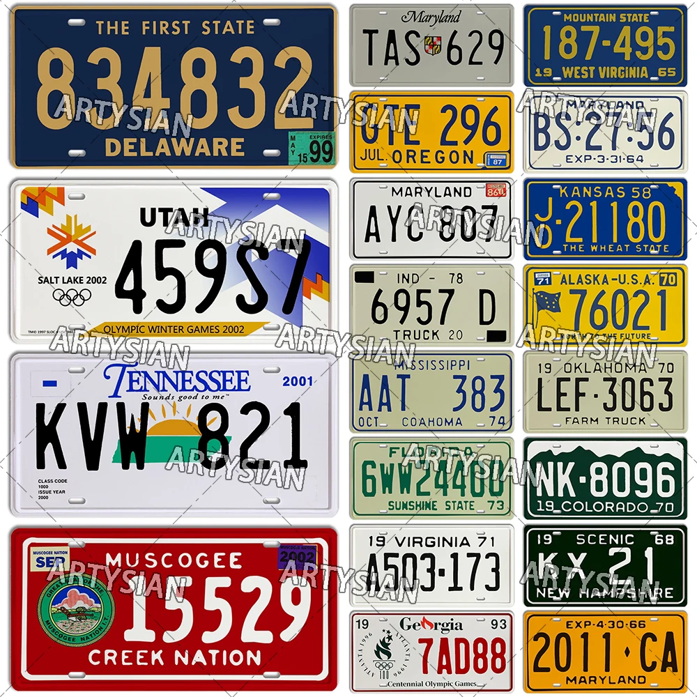 Металлический знак США, штат Юта, Орегон, Вирджиния, Джорджия, Теннесси, Канзас, Мэриленд, Колорадо, Аляска