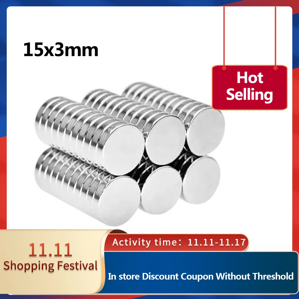 5/10/20/50/100pcs 15×3 Search Minor Magnet Dia 15mm x 3mm Bulk Small Round Magnetic 15x3mm Neodymium Disc Magnets 15*3