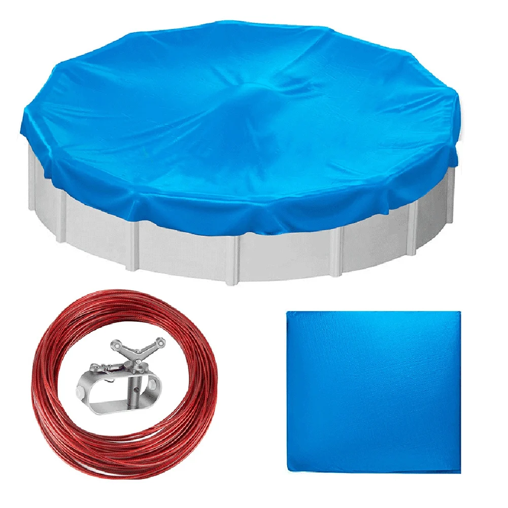 

15FT Round Pool Cover,Solar Covers for Above Ground Pools,Pool Cover Protector with Pool Cover and Cable
